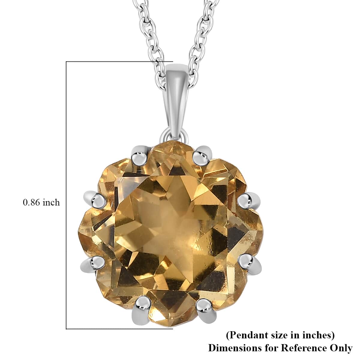 Lotus Cut Brazilian Citrine 10.50 ctw Pendant Necklace 20 Inches in Rhodium Over Sterling Silver image number 6