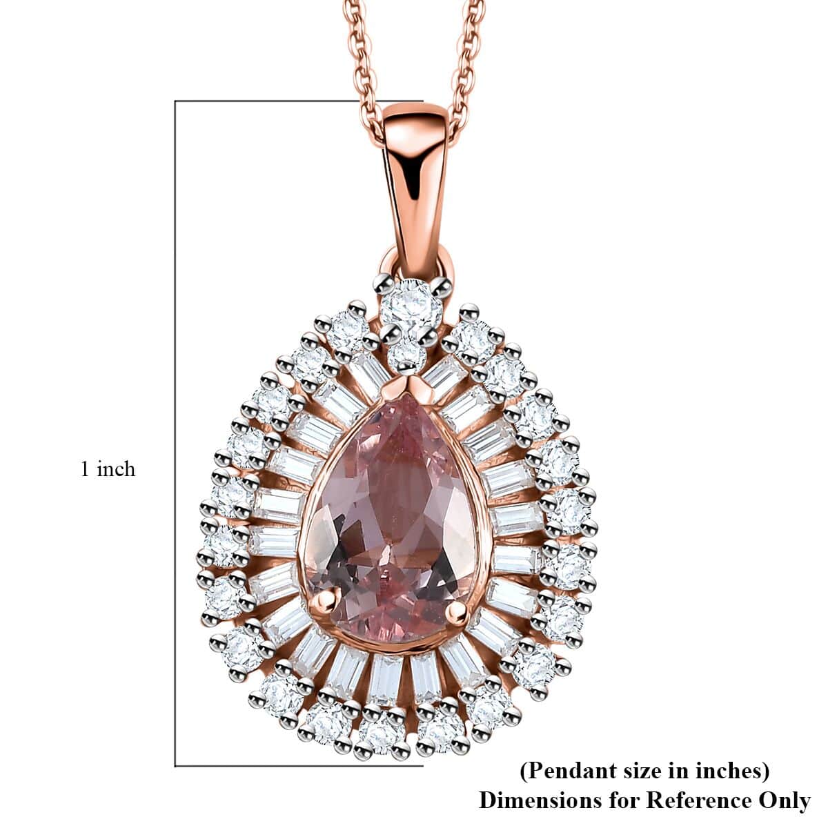 Premium Pink Morganite and Moissanite Pendant Necklace 20 Inches in 18K Vermeil Rose Gold Over Sterling Silver 1.90 ctw image number 6