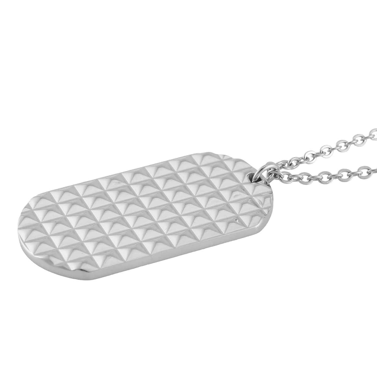 Set of 2 Texture Dog Tag Men's Bracelet (8in) and Pendant Necklace (24 Inches) in ION Plated YG and Stainless Steel image number 3