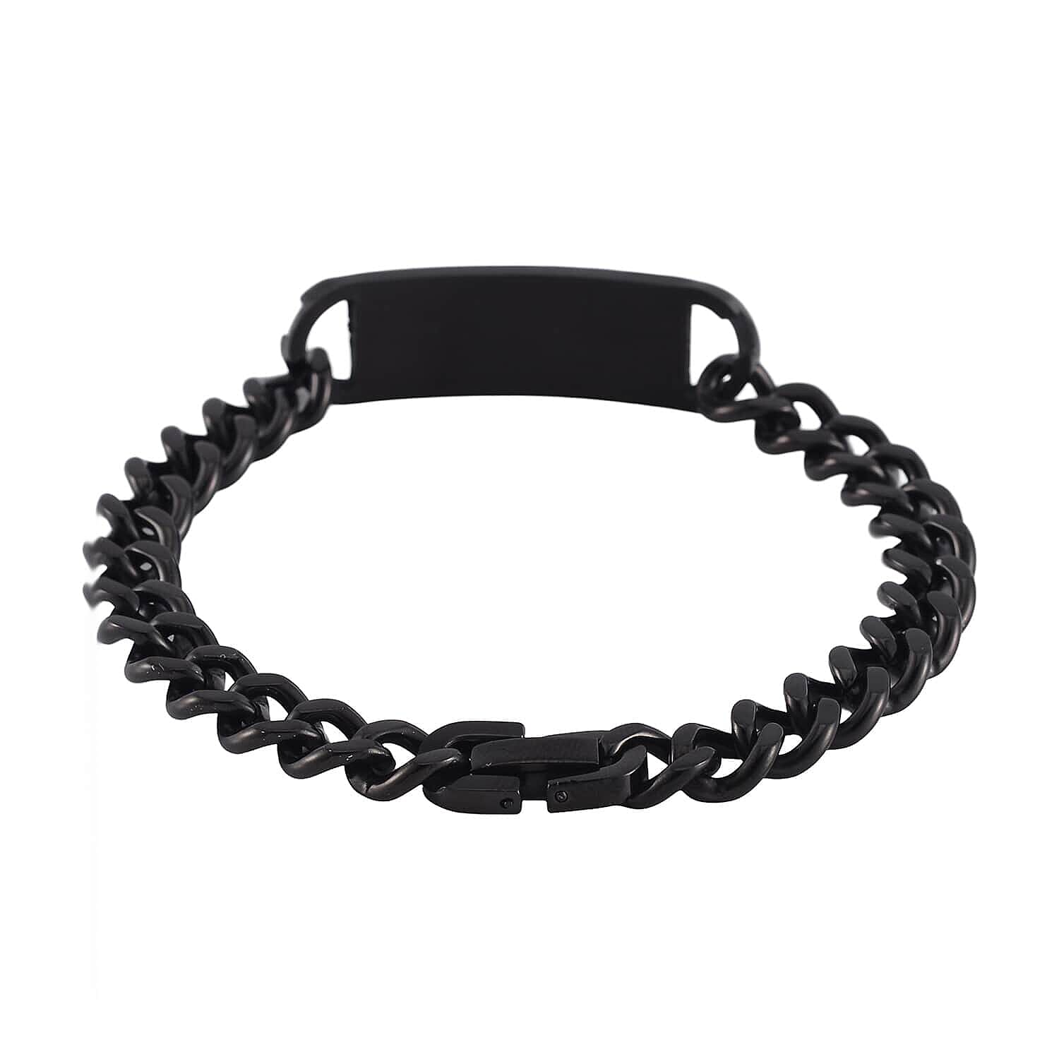 Set of 3 Texture Dog Tag Men's Bracelet (8in) and Pendant Necklace (24 Inches) in ION Plated YG, Black and Stainless Steel