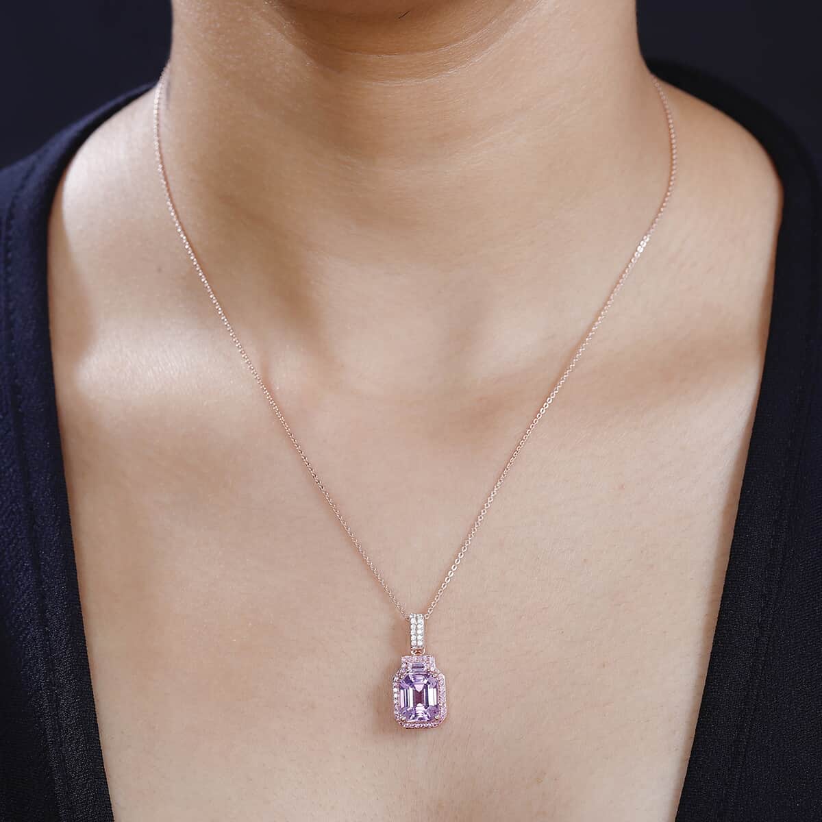 TLV Premium Kunzite, Multi Gemstone Pendant Necklace (20 Inches) in Vermeil RG Over Sterling Silver 4.60 ctw image number 2