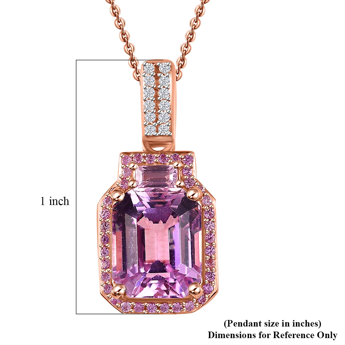 TLV Premium Kunzite, Multi Gemstone Pendant Necklace (20 Inches) in Vermeil RG Over Sterling Silver 4.60 ctw