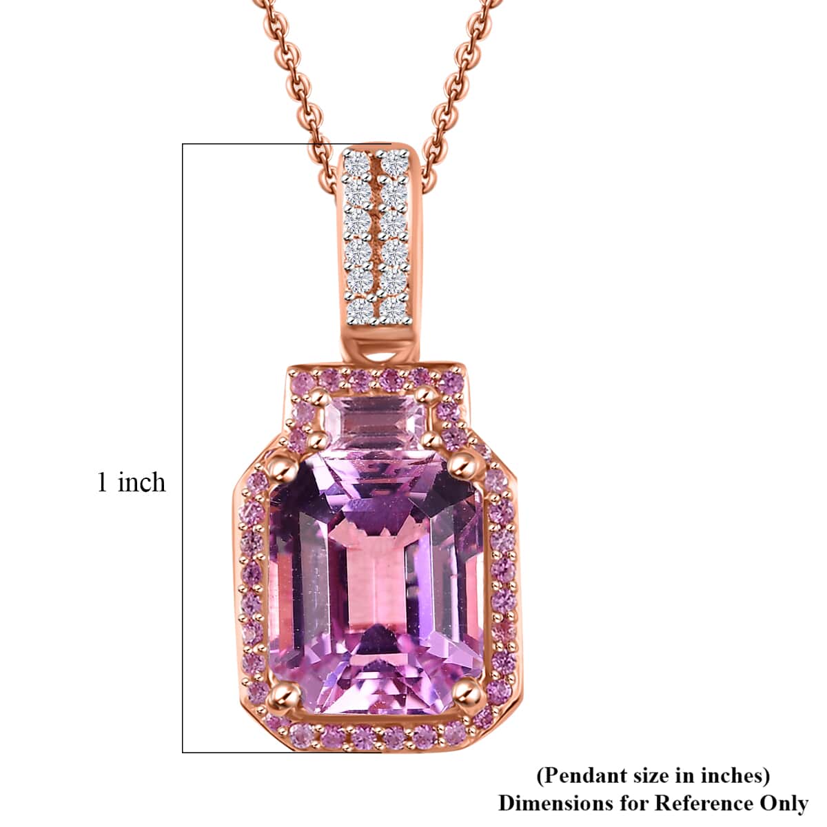 TLV Premium Kunzite, Multi Gemstone Pendant Necklace (20 Inches) in Vermeil RG Over Sterling Silver 4.60 ctw image number 5