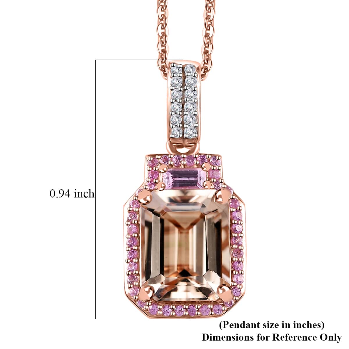 Premium Marropino Morganite and Multi Gemstone 3.75 ctw Pendant Necklace in Vermeil Rose Gold Over Sterling Silver 20 Inches image number 5