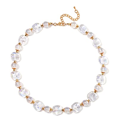 Aurora Borealis Glass and Aurora Borealis Austrian Crystal Necklace 24-26 Inches and Earrings in Goldtone