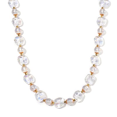 Aurora Borealis Glass and Aurora Borealis Austrian Crystal Necklace 24-26 Inches and Earrings in Goldtone