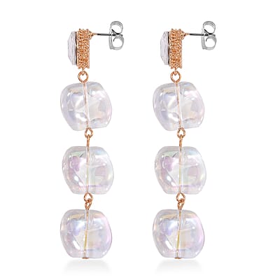 Aurora Borealis Glass and Aurora Borealis Austrian Crystal Necklace 24-26 Inches and Earrings in Goldtone