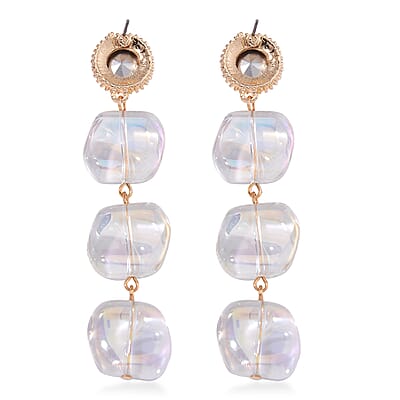 Aurora Borealis Glass and Aurora Borealis Austrian Crystal Necklace 24-26 Inches and Earrings in Goldtone