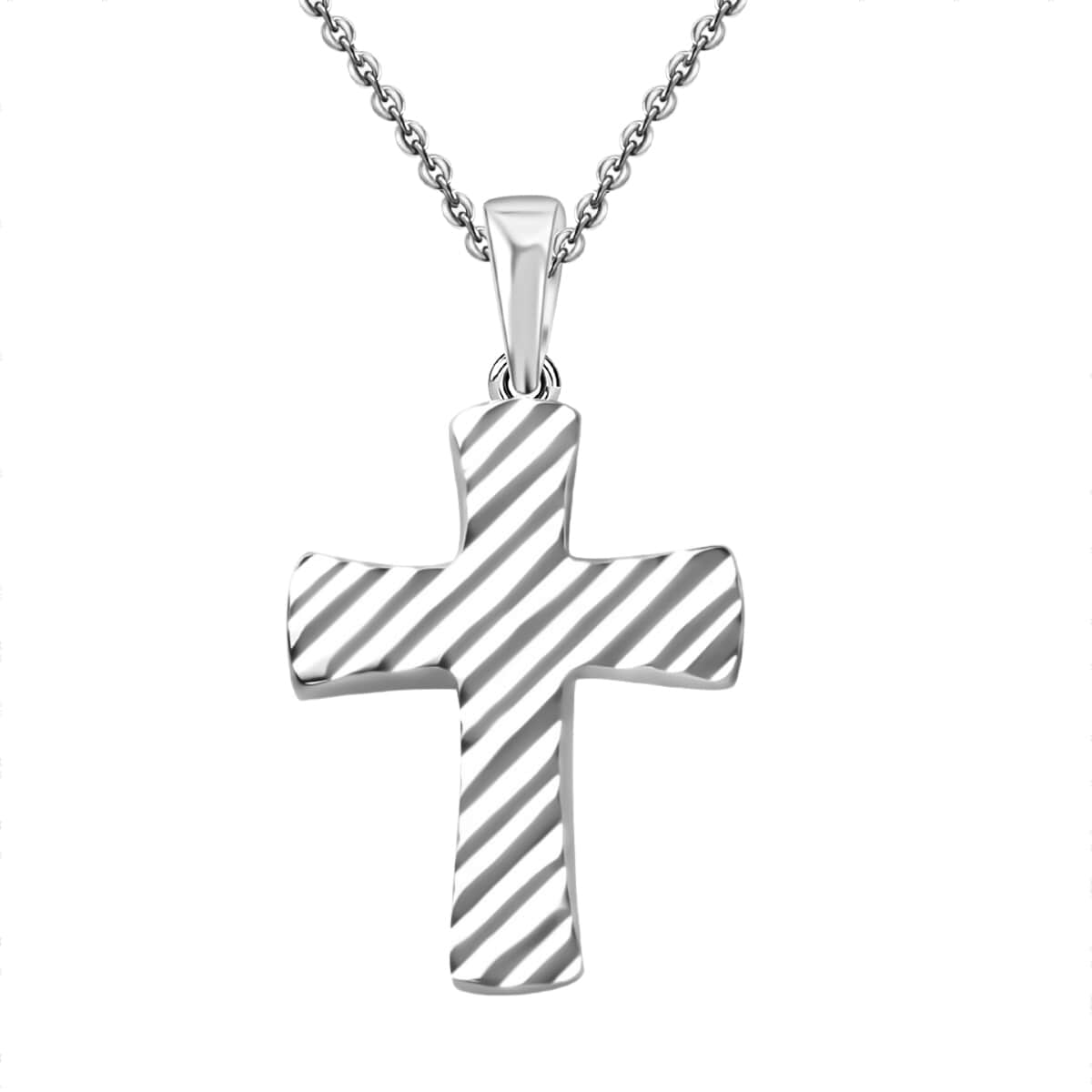 Cross Pendant in Sterling Silver 2.40 Grams with Stainless Steel Necklace 20 Inches image number 0