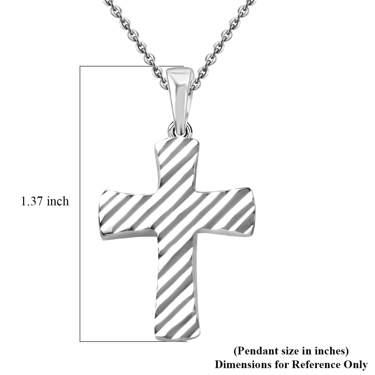 Cross Pendant in Sterling Silver 2.40 Grams with Stainless Steel Necklace 20 Inches image number 5