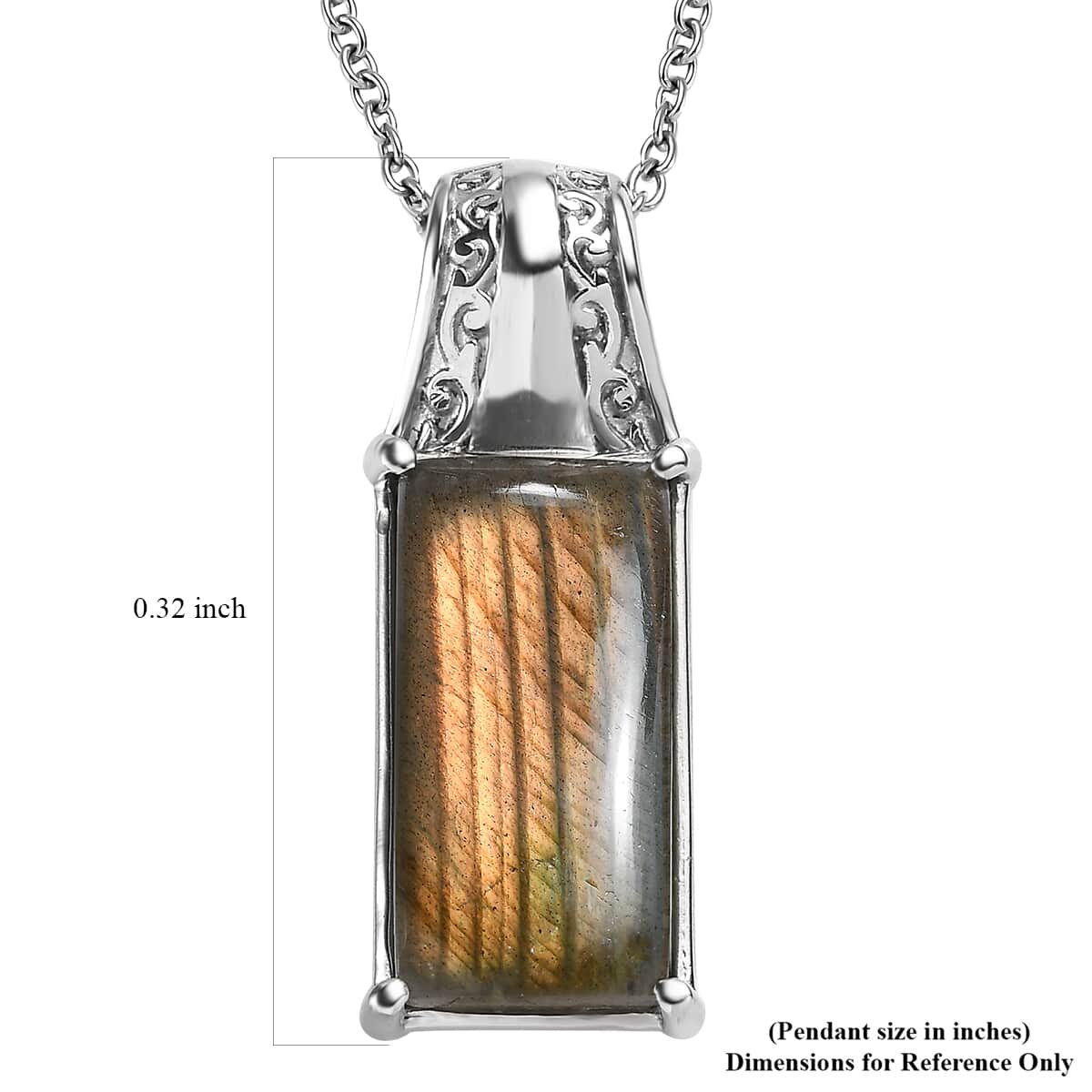 Malagasy Labradorite 13.00 ctw Pendant Necklace in Stainless Steel 20 Inches image number 7