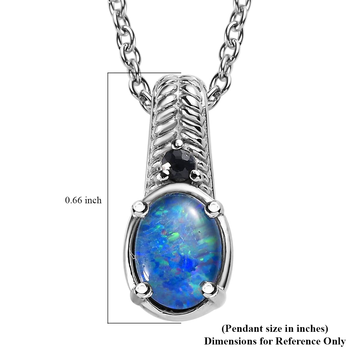 Boulder Opal Triplet 1.00 ctw Pendant Necklace 20 Inches in Stainless Steel image number 6