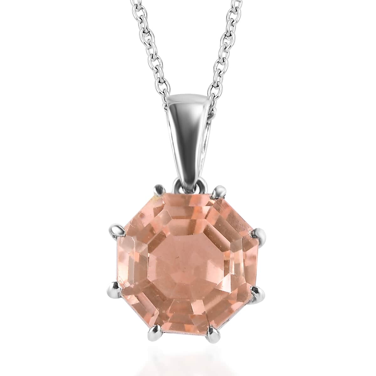 Morganique Quartz (Triplet) 9.50 ctw Pendant Necklace 20 Inches in Stainless Steel image number 0