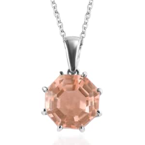 Morganique Quartz (Triplet) 9.50 ctw Pendant Necklace 20 Inches in Stainless Steel