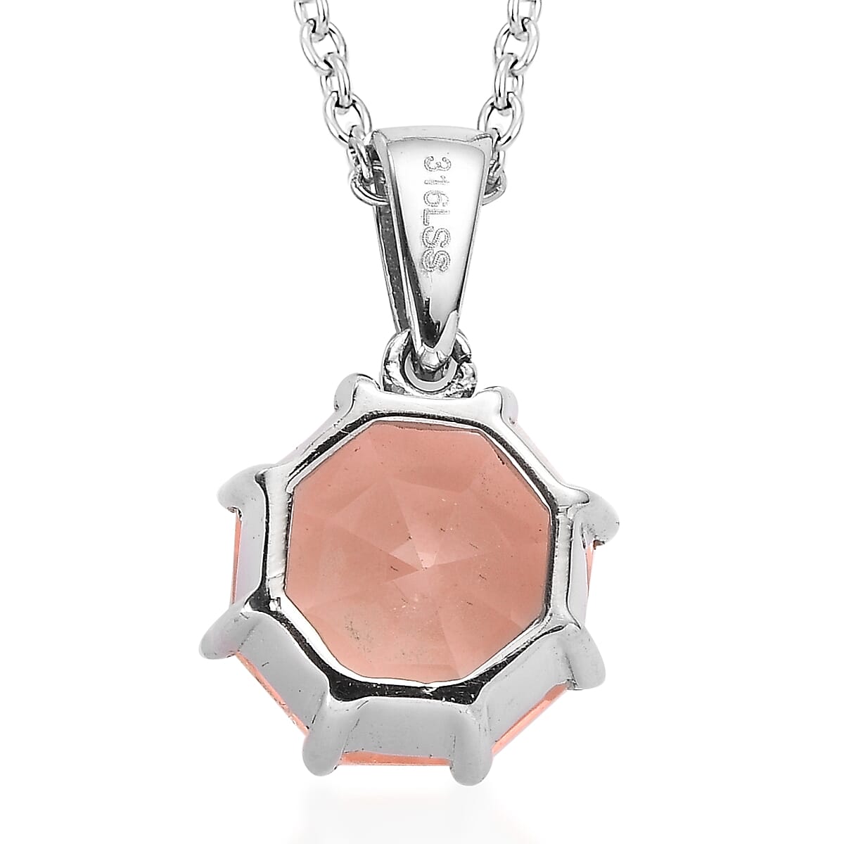 Morganique Quartz (Triplet) 9.50 ctw Pendant Necklace 20 Inches in Stainless Steel