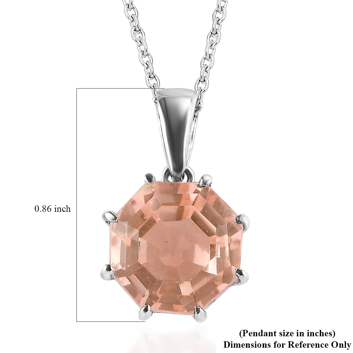 Morganique Quartz (Triplet) 9.50 ctw Pendant Necklace 20 Inches in Stainless Steel