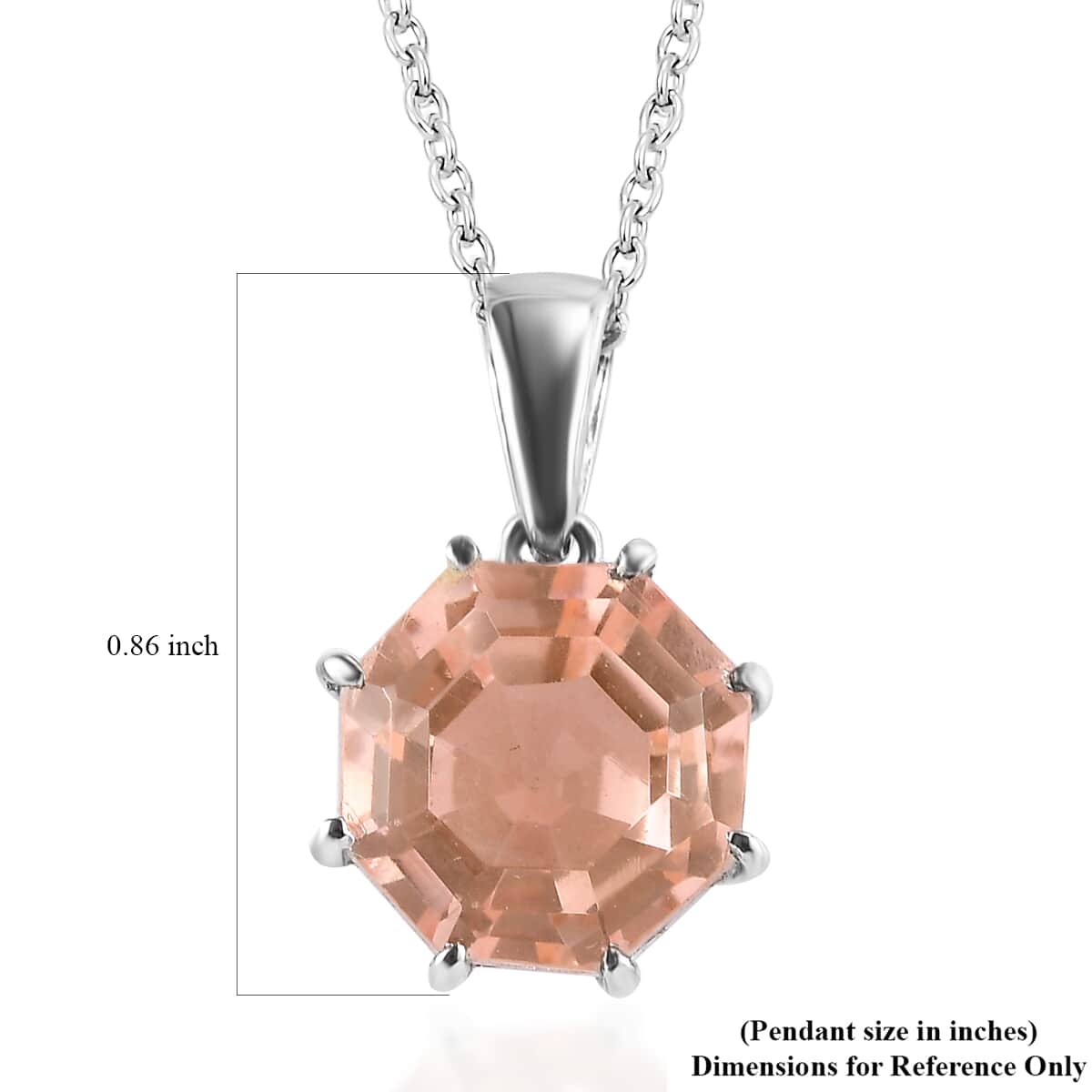 Morganique Quartz (Triplet) 9.50 ctw Pendant Necklace 20 Inches in Stainless Steel image number 6