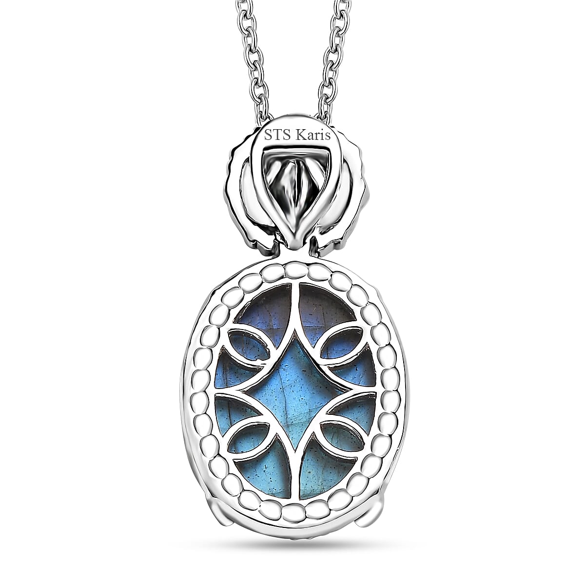 Karis Malagasy Labradorite 15.35 ctw Lion Pendant in 18K YG Plated and Platinum Bond With Stainless Steel Necklace 20 Inches