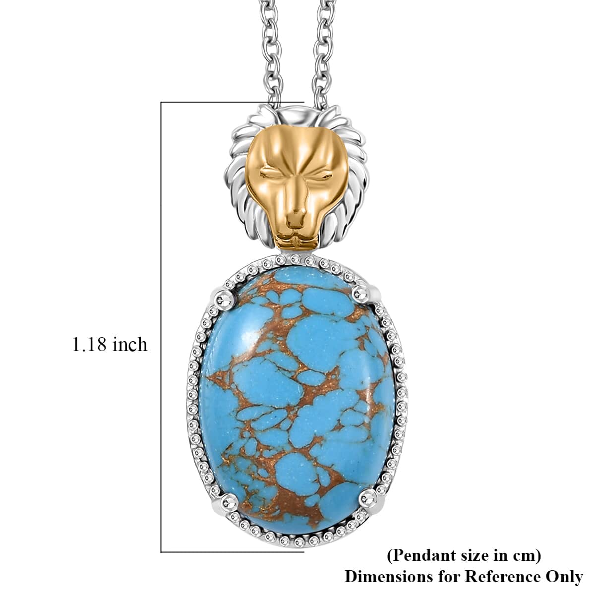 Mojave Blue Turquoise Pendant Necklace (20 Inches) in ION Plated YG and Stainless Steel 9.30 ctw image number 6