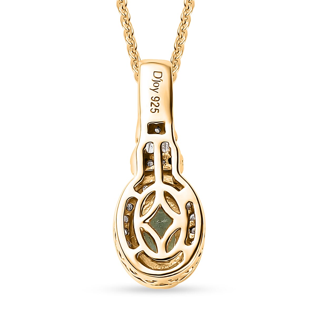 Boyaca Colombian Emerald and Diamond 0.60 ctw Pendant Necklace in 18K Vermeil Yellow Gold Over Sterling Silver 20 Inches