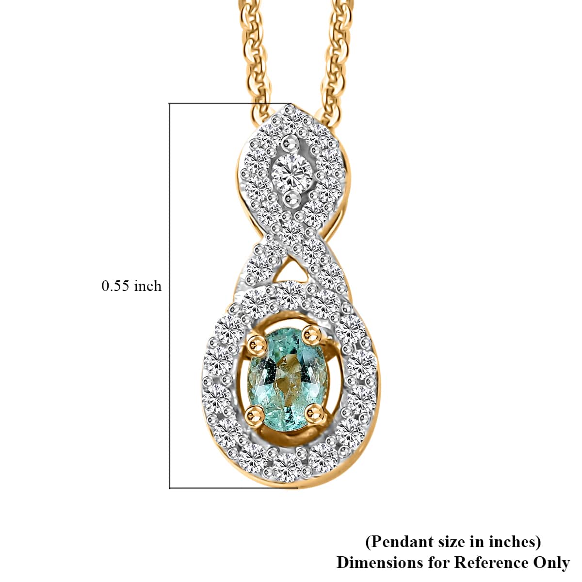 Boyaca Colombian Emerald and White Zircon 20 Inches Green Swirl Pendant Necklace in 18K Vermeil Yellow Gold Over Sterling Silver 20 Inches image number 5