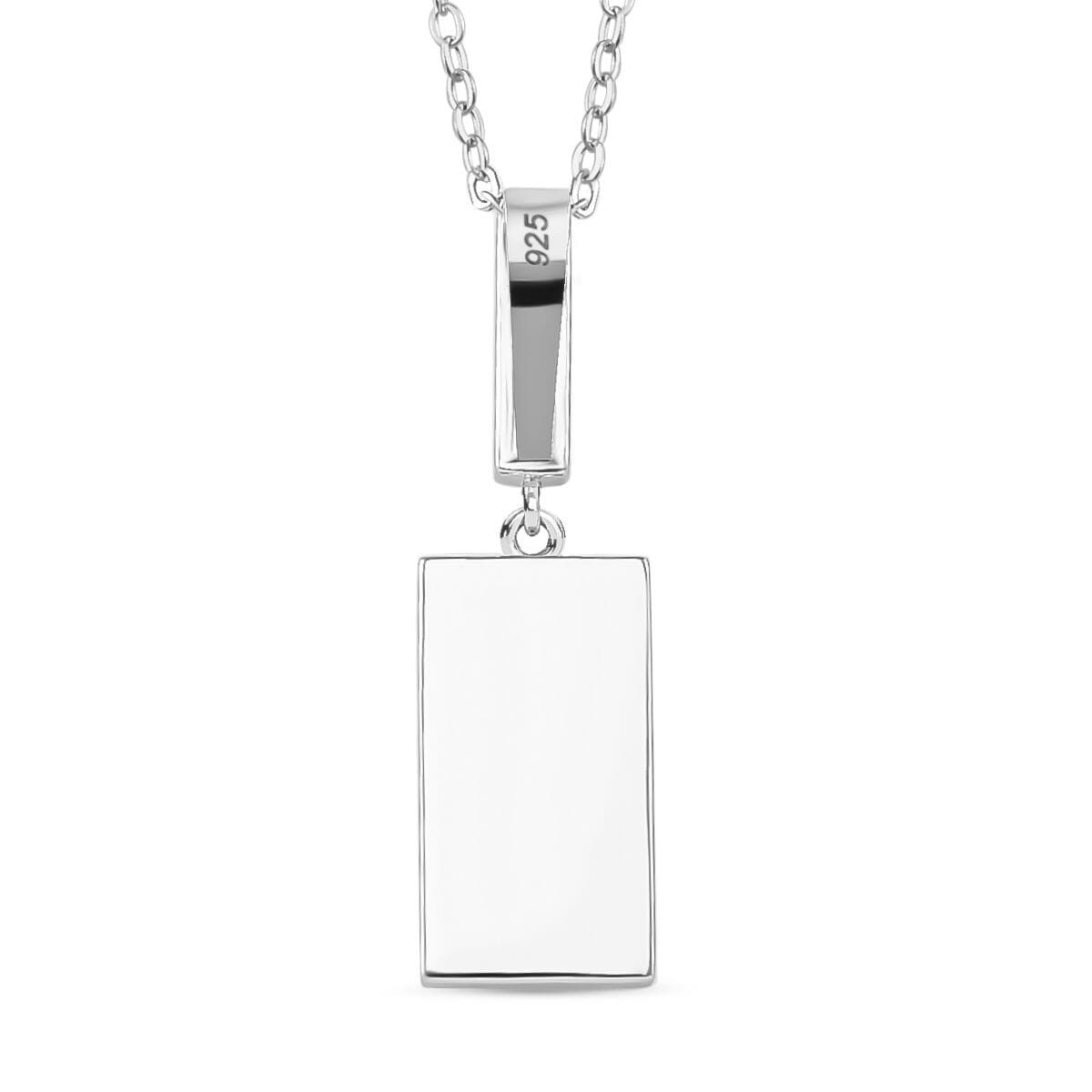 Simulated White and Green Diamond Pendant Necklace 20 Inches in Rodium Over Sterling Silver image number 4