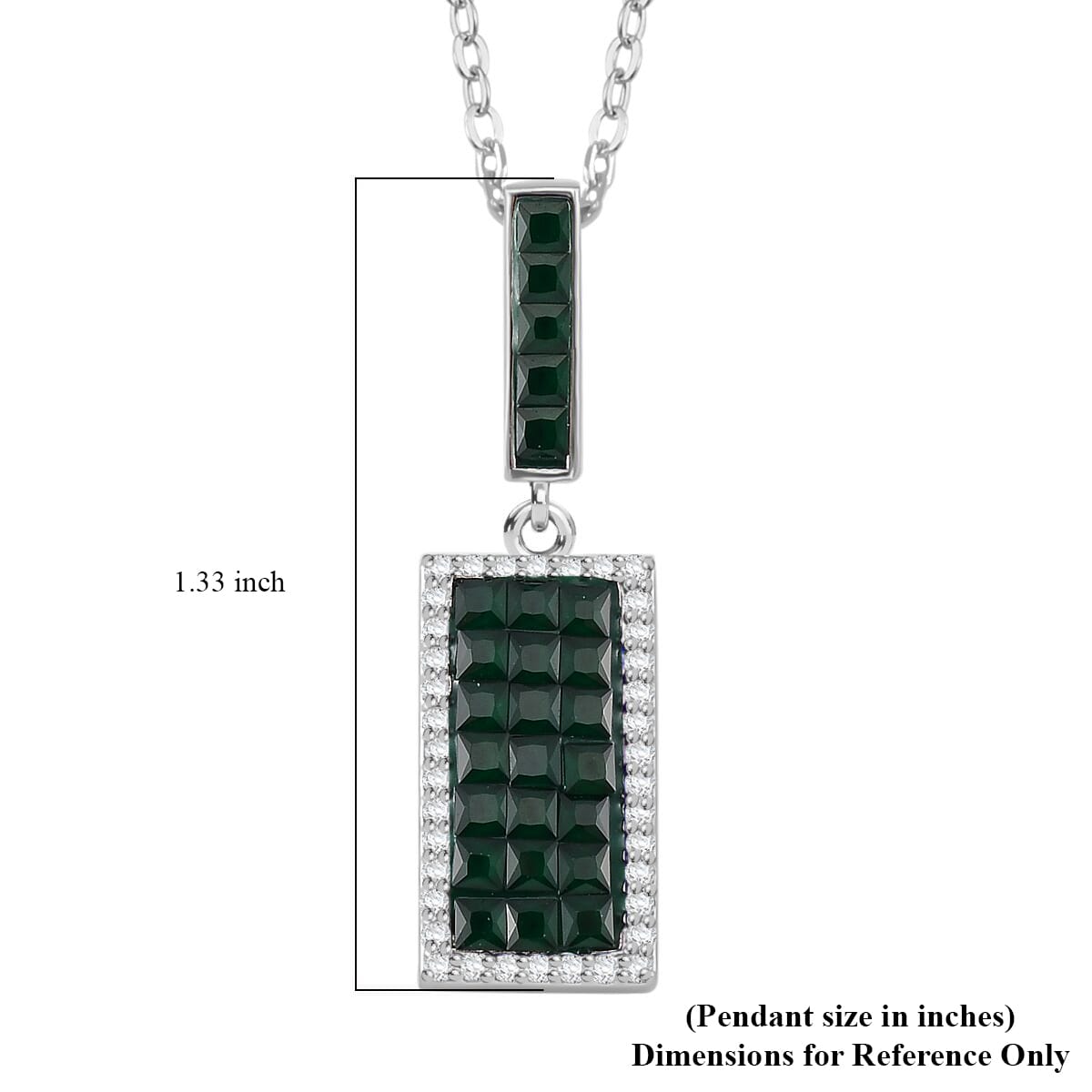 Simulated White and Green Diamond Pendant Necklace 20 Inches in Rodium Over Sterling Silver image number 6