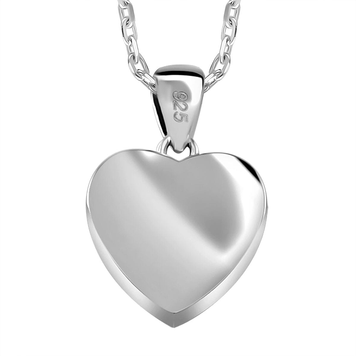 Simulated White and Red Color Diamond Heart Pendant Necklace in Rhodium Over Sterling Silver 20 Inches