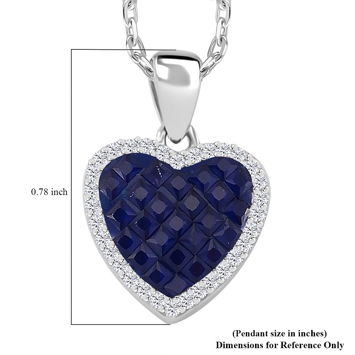 Simulated White and Blue Diamond Heart Pendant Necklace in Rhodium Over Sterling Silver 20 Inches image number 6
