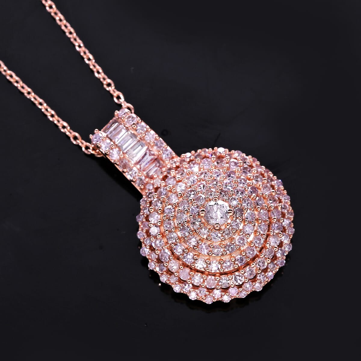 Natural Pink Diamond I3 1.00 ctw Floral Pendant Necklace in Vermeil Rose Gold Over Sterling Silver 18 Inches image number 1