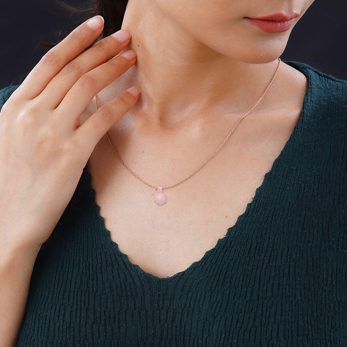 Natural Pink Diamond I3 1.00 ctw Floral Pendant Necklace in Vermeil Rose Gold Over Sterling Silver 18 Inches image number 2