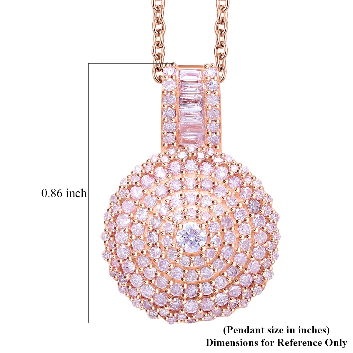 Natural Pink Diamond I3 1.00 ctw Floral Pendant Necklace in Vermeil Rose Gold Over Sterling Silver 18 Inches