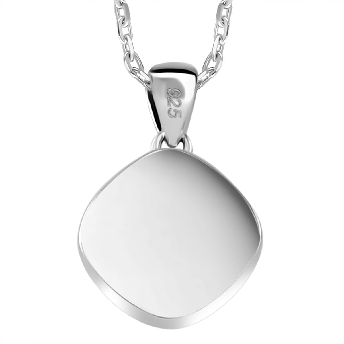 Simulated White and Green Diamond Mosaic Pendant Necklace in Rodium Over Sterling Silver 20 Inches image number 4