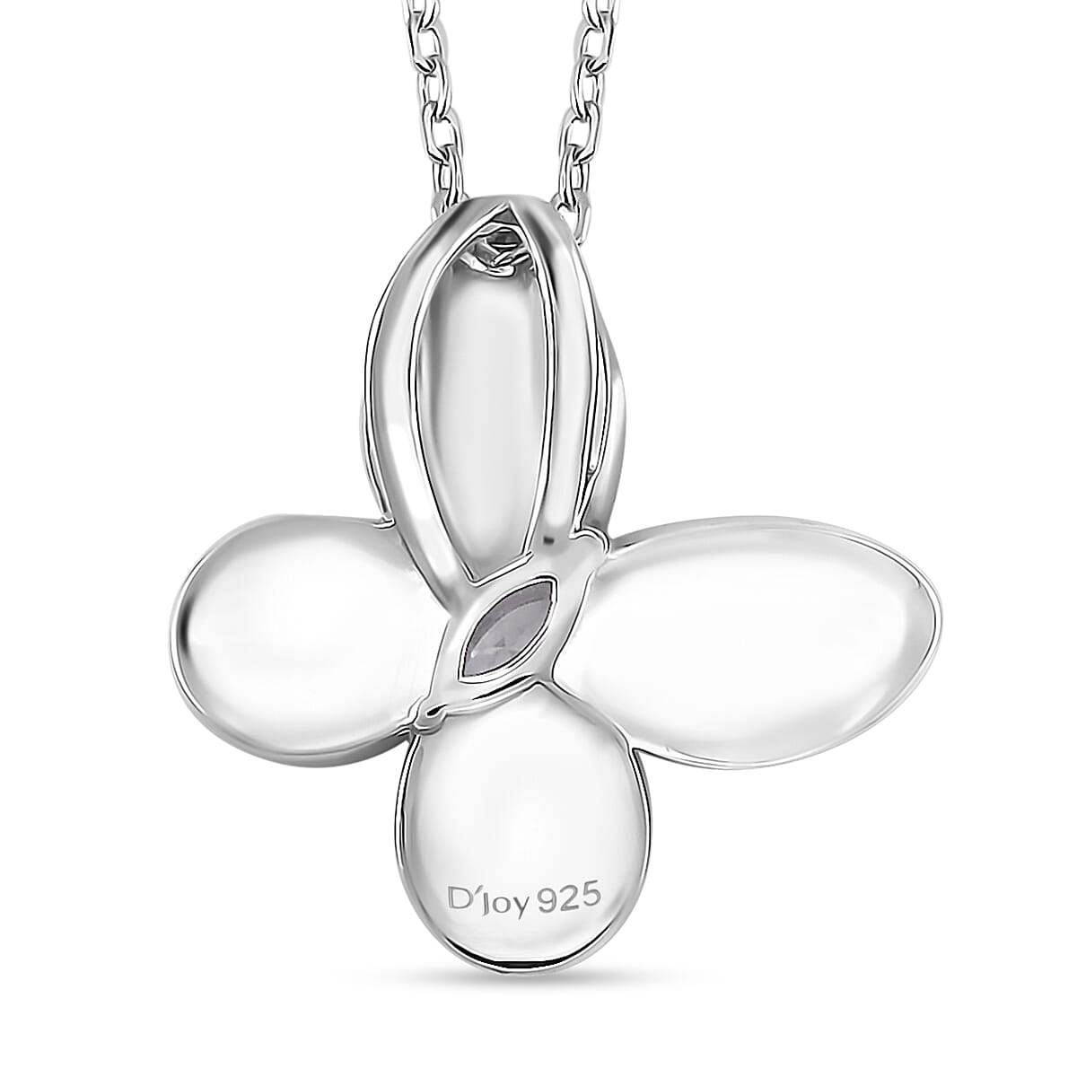 Simulated White and Green Diamond Butterfly Pendant Necklace in Rhodium Over Sterling Silver 20 Inches