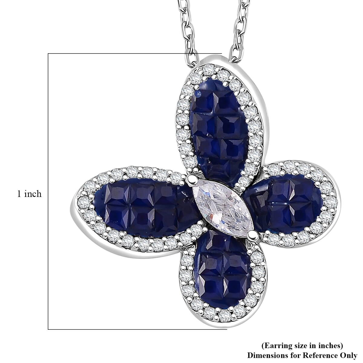Simulated White and Blue Diamond Butterfly Pendant Necklace in Rhodium Over Sterling Silver 20 Inches image number 6