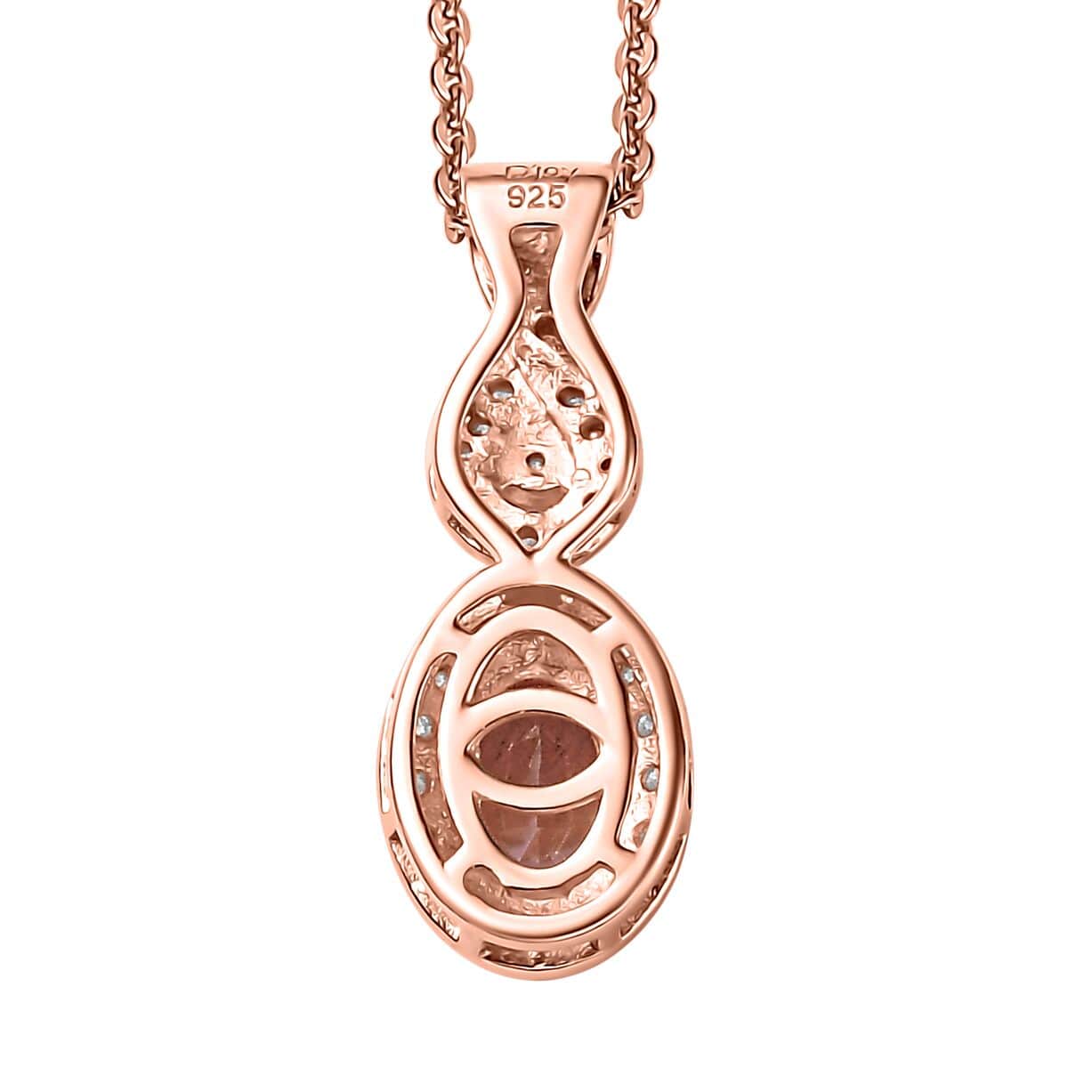 Premium Blush Tourmaline and Moissanite 0.75 ctw Infinity Love Pendant Necklace in 18K Vermeil Rose Gold Over Sterling Silver 20 Inches image number 4