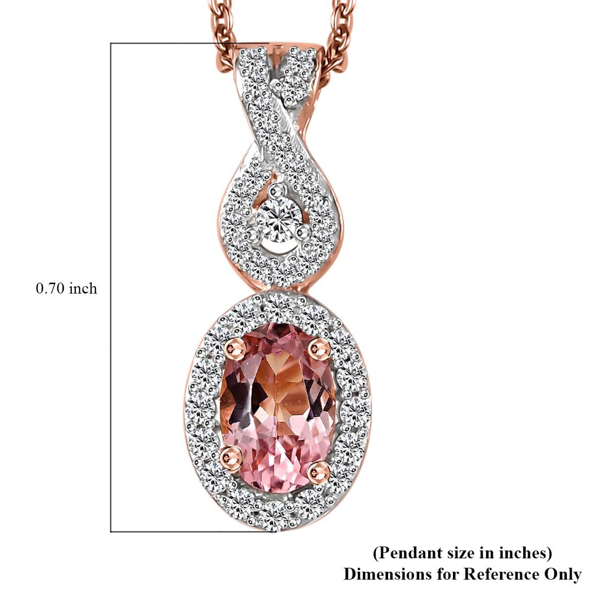 Premium Blush Tourmaline and Moissanite 0.75 ctw Infinity Love Pendant Necklace in 18K Vermeil Rose Gold Over Sterling Silver 20 Inches image number 5