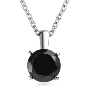 Thai Black Spinel 2.30 ctw Solitaire Pendant Necklace in Stainless Steel 20 Inches