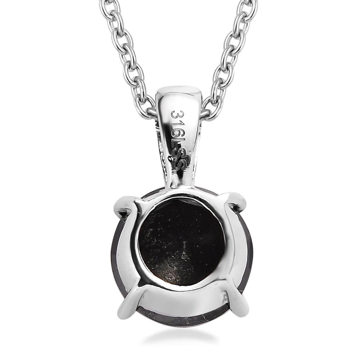 Thai Black Spinel 2.30 ctw Solitaire Pendant Necklace in Stainless Steel 20 Inches image number 4