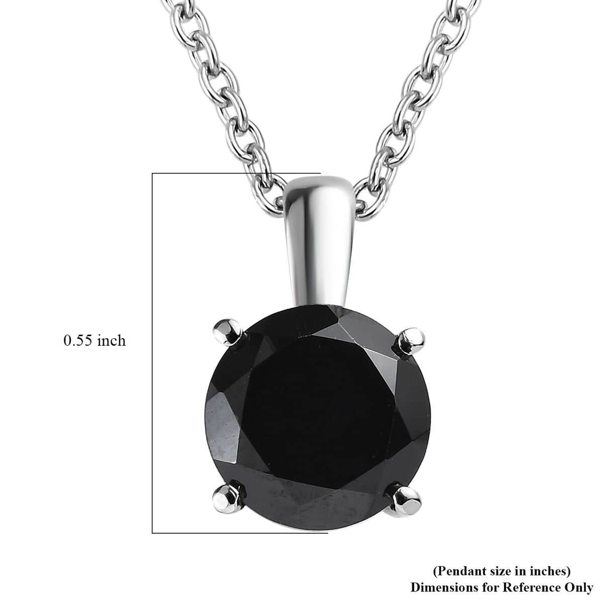 Thai Black Spinel 2.30 ctw Solitaire Pendant Necklace in Stainless Steel 20 Inches image number 6