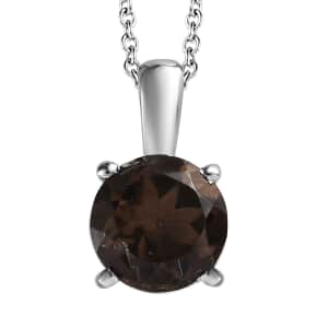 Brazilian Smoky Quartz 1.80 ctw Solitaire Pendant Necklace in Stainless Steel 20 Inches