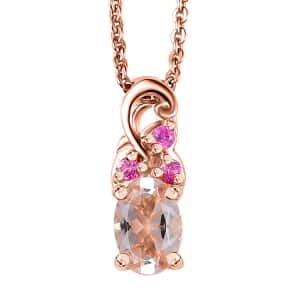 Premium Marropino Morganite and Madagascar Pink Sapphire 0.65 ctw Bougainvillea Flower Pendant Necklace in 18K Vermeil Rose Gold Over Sterling Silver 20 Inches