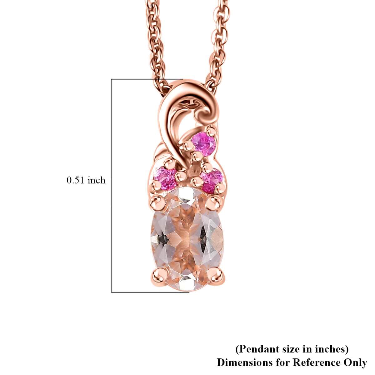 Premium Marropino Morganite and Madagascar Pink Sapphire 0.65 ctw Bougainvillea Flower Pendant Necklace in 18K Vermeil Rose Gold Over Sterling Silver 20 Inches image number 5