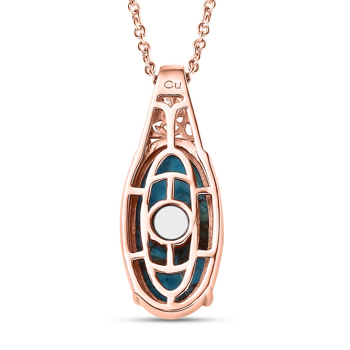 Matrix Chestnut Brine Turquoise 8.60 ctw Pendant in 14K RG Over Copper with Magnet and ION Plated RG Stainless Steel 20 Inches image number 4