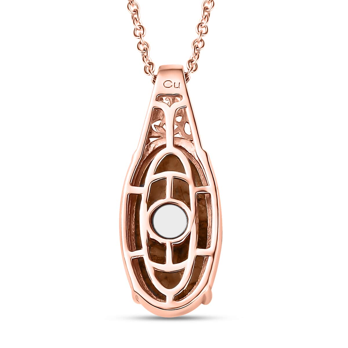 Matrix Fire Opal 7.50 ctw Pendant in 14K Rose Gold Over Copper with Magnet and ION Plated RG Stainless Steel Necklace 20 Inches image number 4