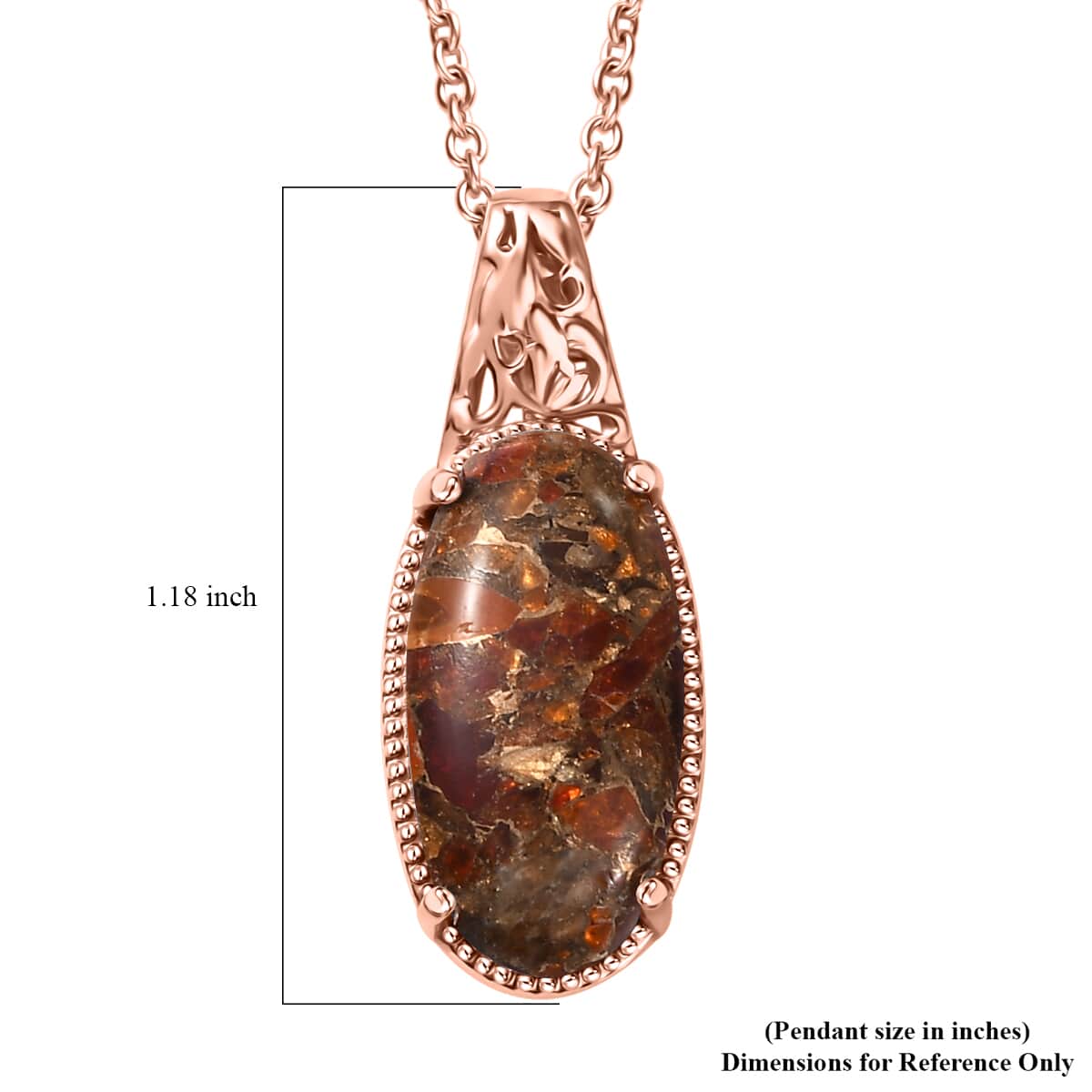 Matrix Fire Opal 7.50 ctw Pendant in 14K Rose Gold Over Copper with Magnet and ION Plated RG Stainless Steel Necklace 20 Inches image number 5