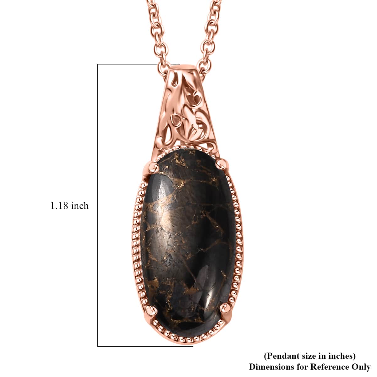 Matrix Silver Shungite 7.40 ctw Pendant in 14K RG Over Copper with Magnet and ION Plated RG Stainless Steel Necklace 20 Inches image number 5