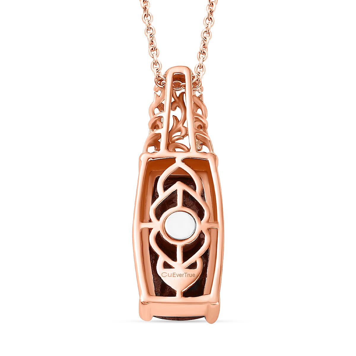 EverTrue Matrix Fire Opal 8.40 ctw Pendant in 14K RG Over Copper with Magnet and ION Plated RG Stainless Steel Necklace 20 Inches