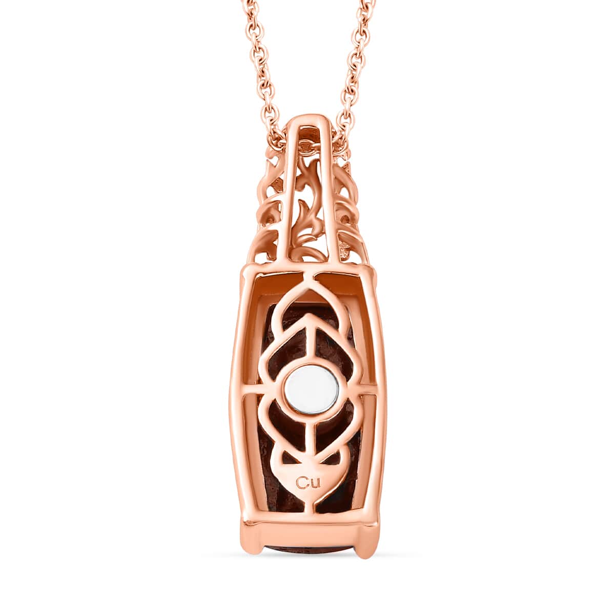 Matrix Fire Opal 8.40 ctw Pendant in 14K RG Over Copper with Magnet and ION Plated RG Stainless Steel Necklace 20 Inches image number 4