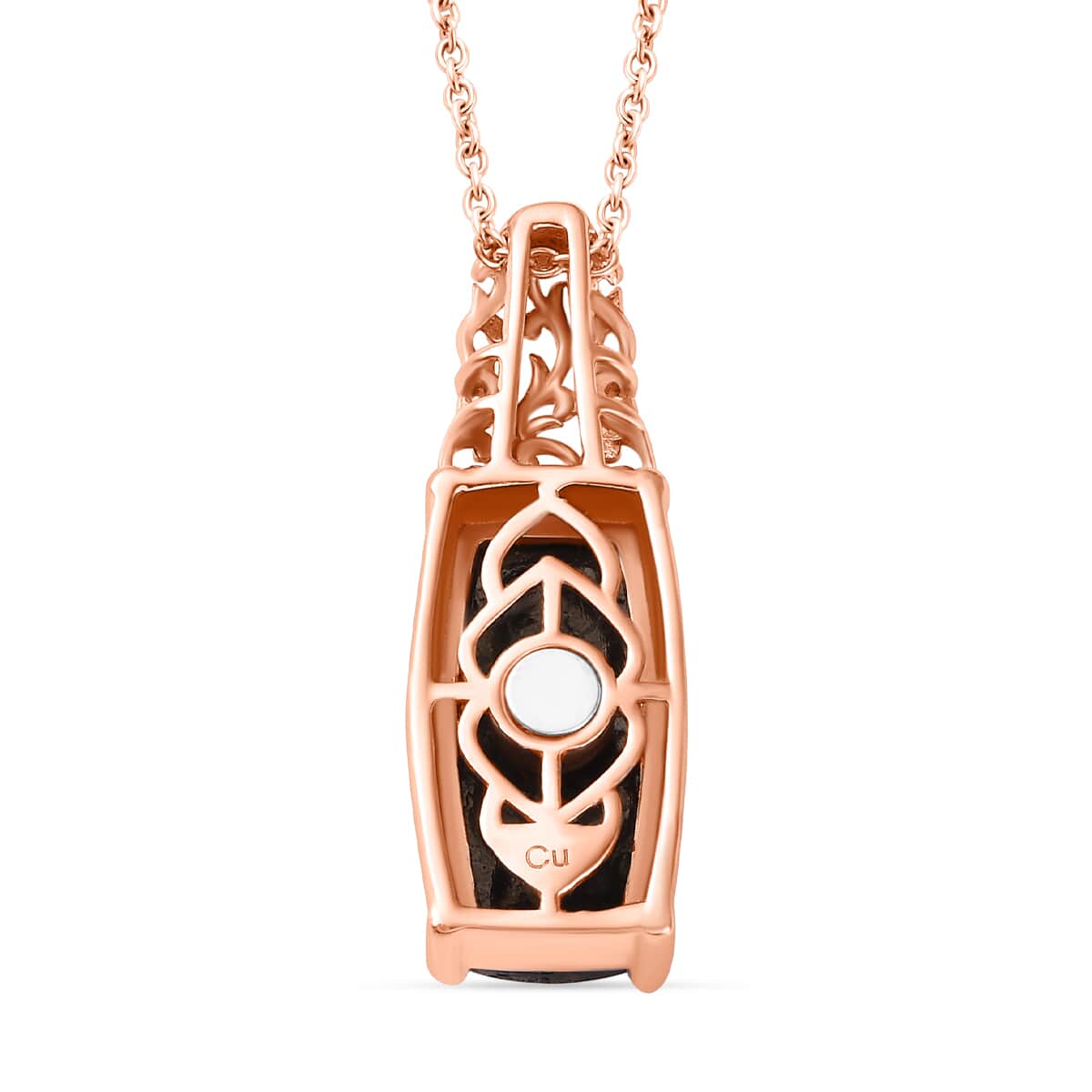 Matrix Silver Shungite 7.50 ctw Pendant in 14K RG Over Copper with Magnet and ION Plated RG Stainless Steel Necklace 20 Inches image number 4